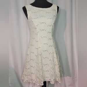 B Darlin Lace and Sequin Sleeveless Fit and Flare Mini Dress Cocktail Homecoming